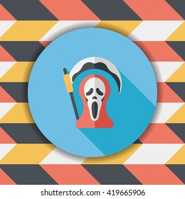 Grim Reaper flat icon with long shadow,eps10