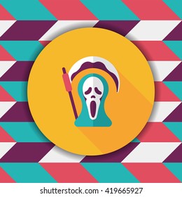 Grim Reaper flat icon with long shadow,eps10