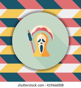 Grim Reaper flat icon with long shadow,eps10