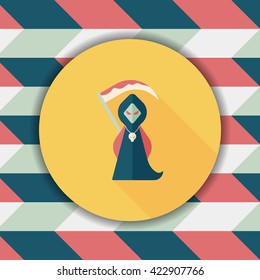 Grim Reaper flat icon with long shadow,eps10