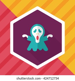Grim Reaper flat icon with long shadow,eps10