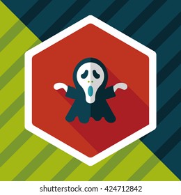Grim Reaper flat icon with long shadow,eps10