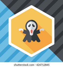 Grim Reaper flat icon with long shadow,eps10