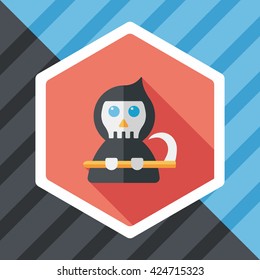 Grim Reaper flat icon with long shadow,eps10