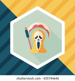 Grim Reaper flat icon with long shadow,eps10