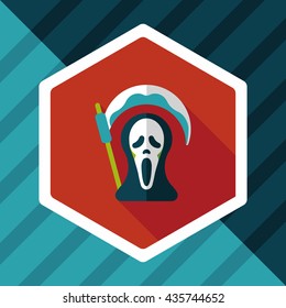 Grim Reaper flat icon with long shadow,eps10