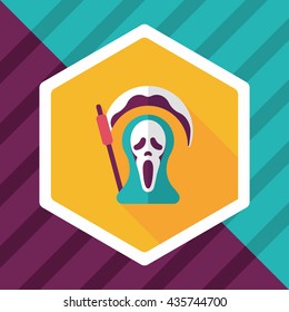 Grim Reaper flat icon with long shadow,eps10