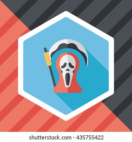 Grim Reaper flat icon with long shadow,eps10