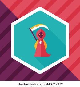 Grim Reaper flat icon with long shadow,eps10