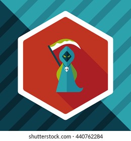 Grim Reaper flat icon with long shadow,eps10