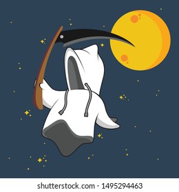 grim reaper flying in the night. vector - illustration