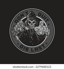 Grim Reaper Game Over Emblem Logo Design