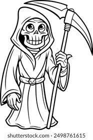 A Grim Reaper with a gentle smile and a cute scythe