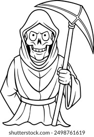 A Grim Reaper with a gentle smile and a cute scythe