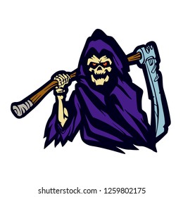 Grim Reaper ghost purple angry face