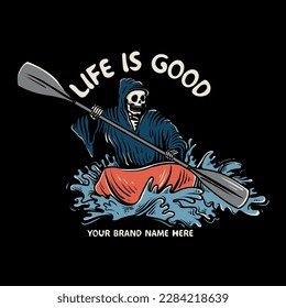 the grim reaper go to rafting illustration