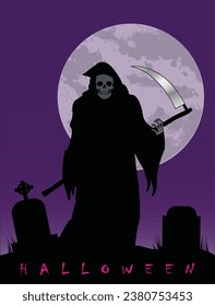 The grim reaper in a grave yard. 