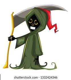 Grim reaper in green suit vector illsutration on white background.