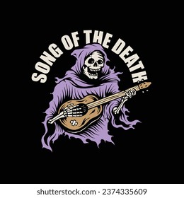 Grim reaper with guitar graphics vector.