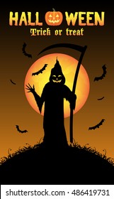 grim reaper with halloween background
