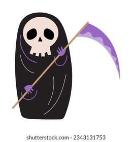 Grim reaper . Halloween cartoon characters . Vector .