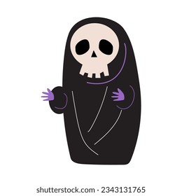 Grim reaper . Halloween cartoon characters . Vector .