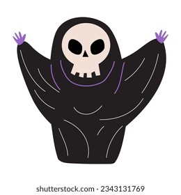 Grim reaper . Halloween cartoon characters . Vector .