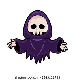 Grim reaper . Halloween cartoon characters . Vector .