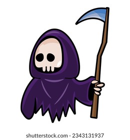 Grim reaper . Halloween cartoon characters . Vector .