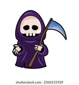 Grim reaper . Halloween cartoon characters . Vector .