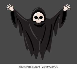 Grim reaper . Halloween cartoon characters . Vector .