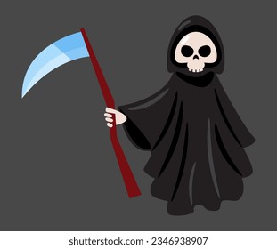 Grim reaper . Halloween cartoon characters . Vector .