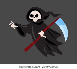 Grim reaper . Halloween cartoon characters . Vector .