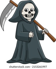 Grim Reaper Halloween Cartoon Colored Clipart