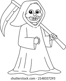 Grim Reaper Halloween Coloring Page Isolated Stock Vector (Royalty Free ...