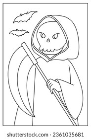 grim reaper halloween coloring page