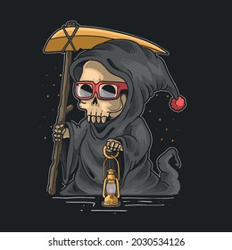 grim reaper halloween night with glasses