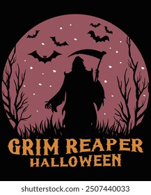 Grim reaper Halloween shirt print template, Halloween bat scary night vintage retro shirt design,  Bat Witch Shirt, Boo Halloween Vibes, Witchy vibes designs, cute Halloween designs, Great funny Witch