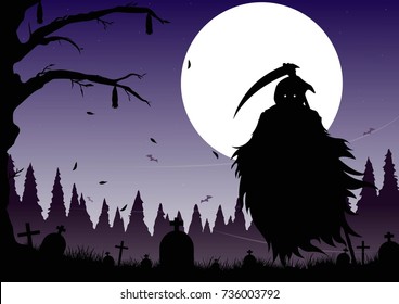 Grim Reaper Halloween vector background