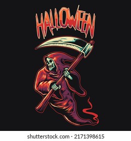 Grim Reaper Halloween Vector Illustration