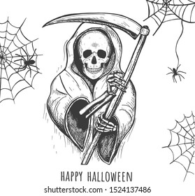 grim Reaper. Halloween Vector. Sketch. hand drawing