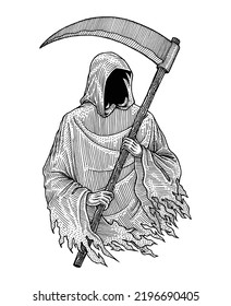 The Grim Reaper, Hand Drawn Illustration, Isolated Graphic Vector