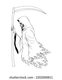 The Grim Reaper, Hand Drawn Illustration, Isolated Graphic Vector
