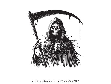 Grim Reaper hand drawn sketch vector illustration