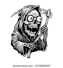 grim reaper hand drawn vector illustration