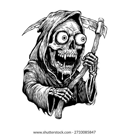 grim reaper hand drawn vector illustration