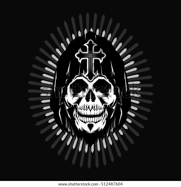 Grim Reaper Head Design On Gray Stock Vector (Royalty Free) 512487604