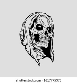 grim reaper head illustration 