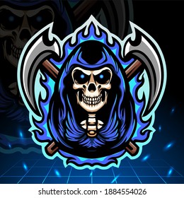 Grim reaper head mascot. esport logo design