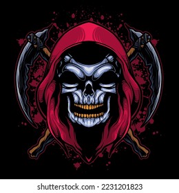 ilustración vectorial de la cabeza del pañal paro con combinación de fondo de hueso cruzado y de hueso sanguíneo